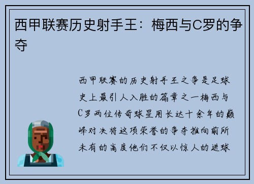 西甲联赛历史射手王：梅西与C罗的争夺